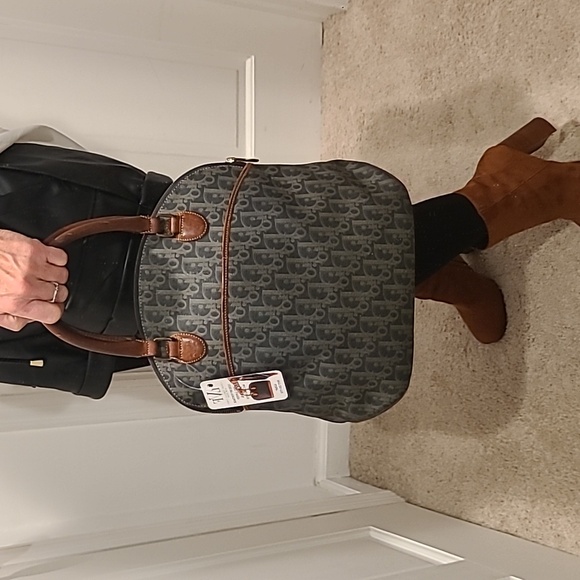 DIOR VINTAGE 70S/80S ULTRA RARE TROTTER COATED CANVAS/LEATHER TOTE/BOWLING BAG - Picture 3 of 17